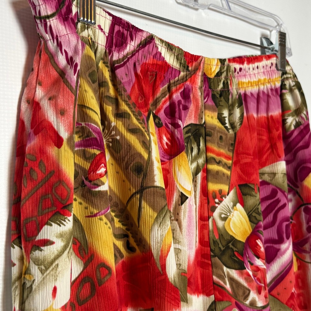 Maggie Sweet Vintage Tropical Floral Plisse Bermuda Shorts Large - Picture 2 of 9
